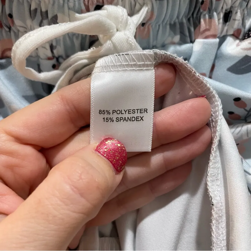 Jess Lea Mint to Be Floral Drawstring Everyday Shorts Women’s Size Large Blue - Image 9