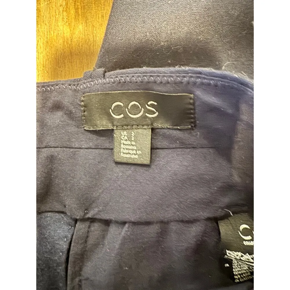 COS Navy Wool-Blend Cuffed Ankle Dress Pants Navy Blue Normcore Career Size 2 - Image 3