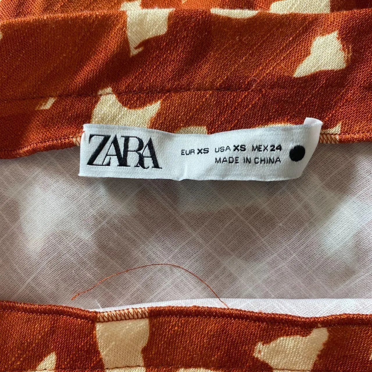 EUC Zara Linen Blend Beaded Maxi Skirt In Terracotta XS Orange Cream Tan - Image 7