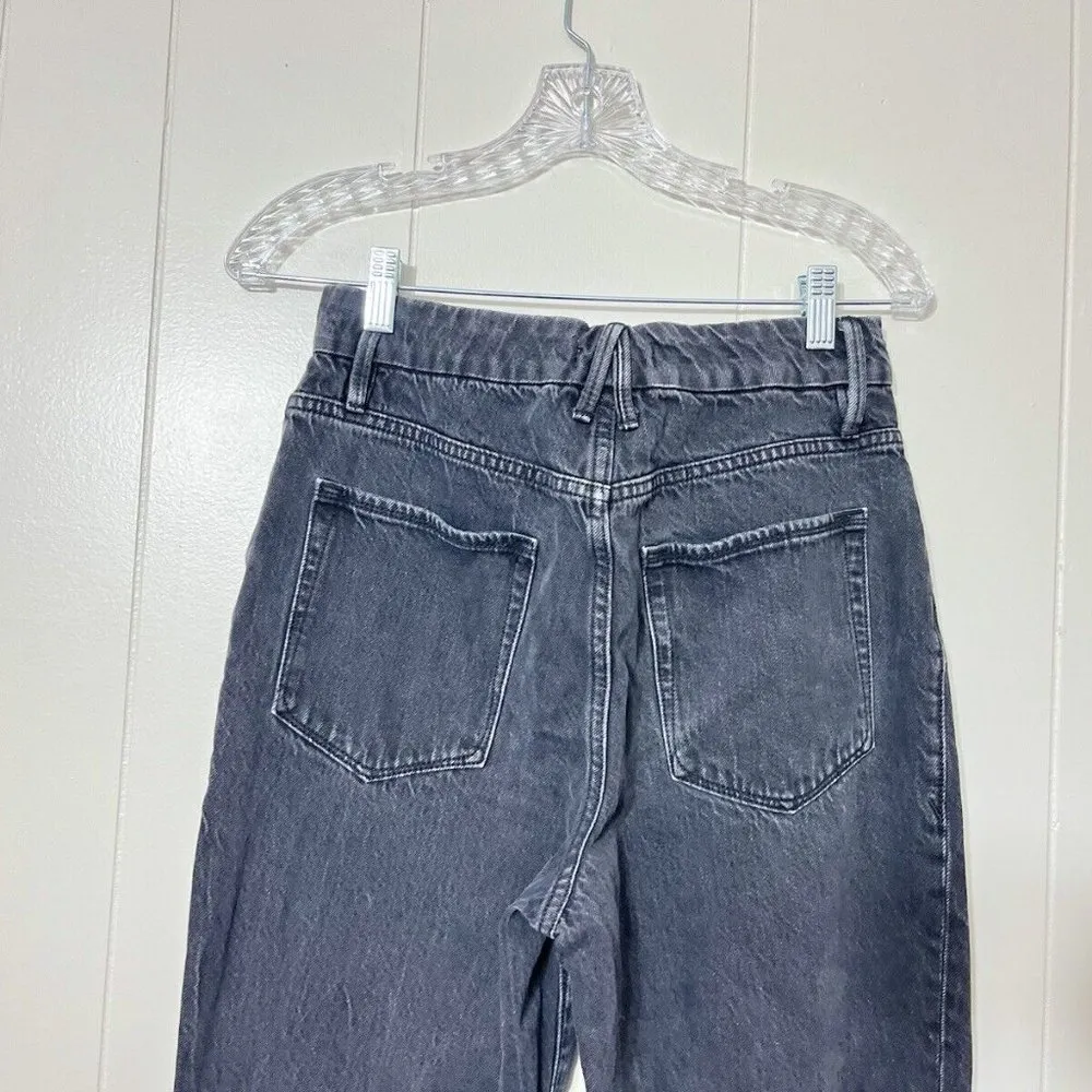 Good American Good Boy Ripped High Waist Split Hem Jeans Black Size 4/27 EUC - Image 8