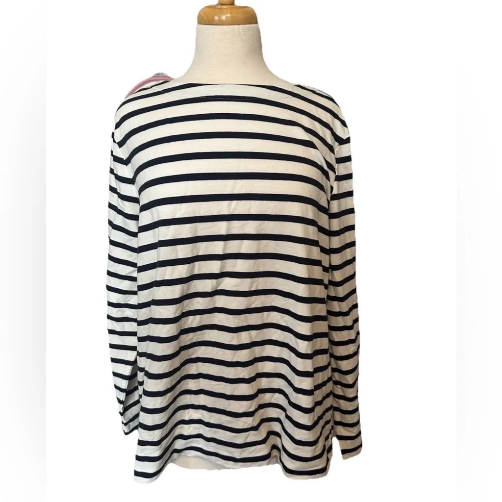 NWT Chicos Top Women XL SIZE 3 Navy White Stripe 3/4 Sleeve Stretch Cotton $86 - Image 2