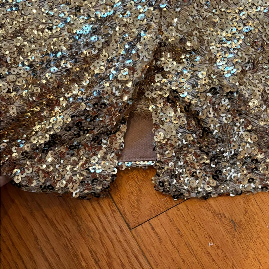 The Limited Bronze Sequin Mini Skirt – Size 2 - Party Glam Night Out Sparkle - Image 4