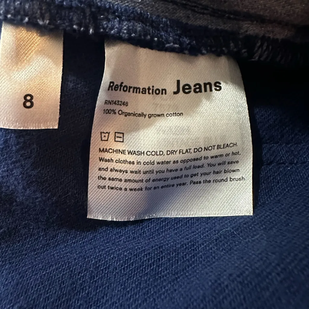 Reformation  Izzy Navy Blue Denim Jumpsuit New! - Image 9