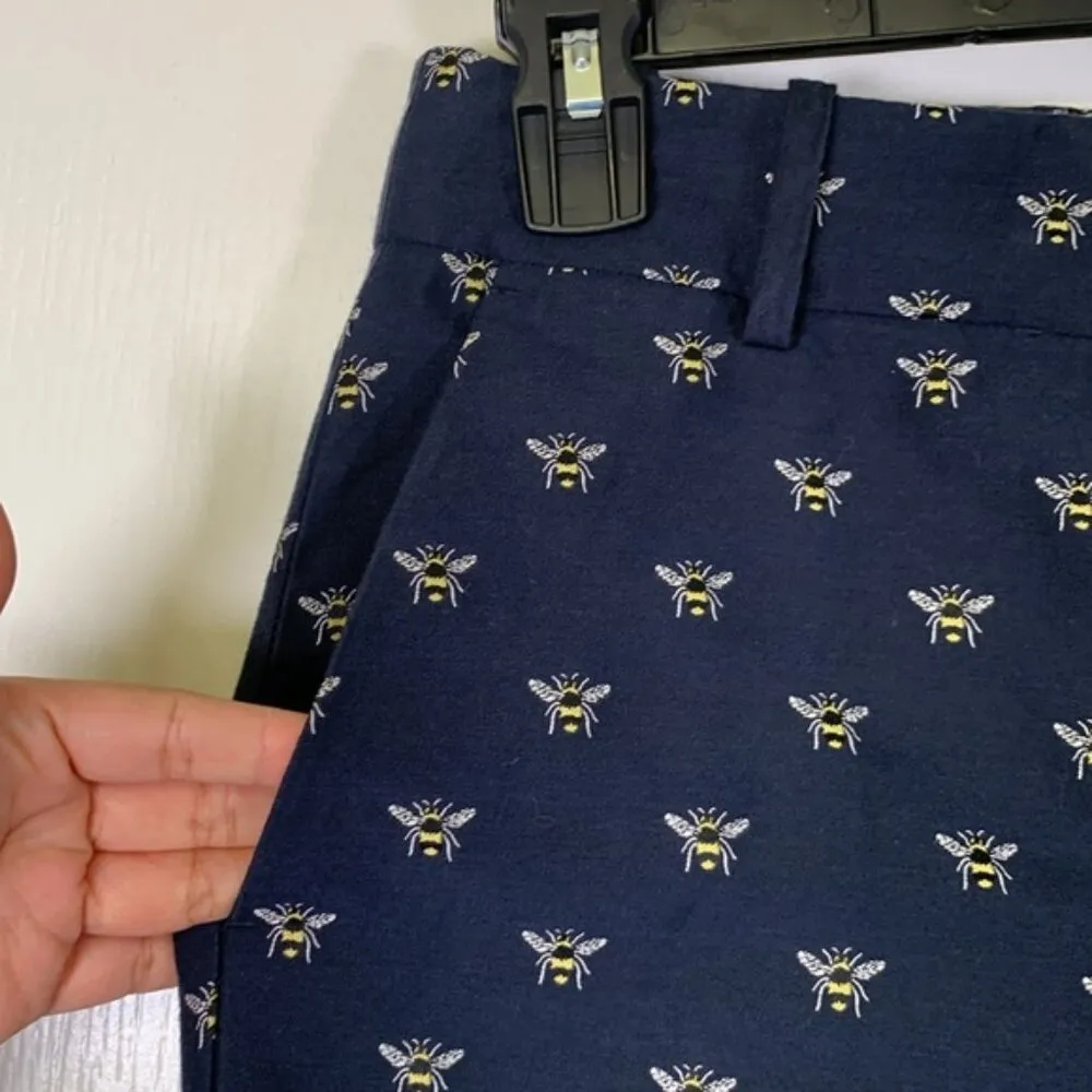 J.Crew Navy Blue Bumble Honey Bee Pattern Pant Trousers Size 4 EUC #2875 - Image 3