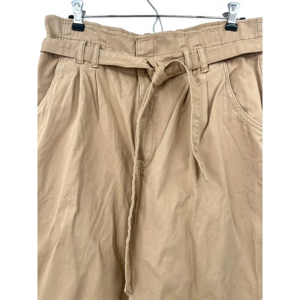 NWT H&M | 14 | Women's Wide Leg Cropped Trouser Pant Khaki 24" Inseam - Image 3
