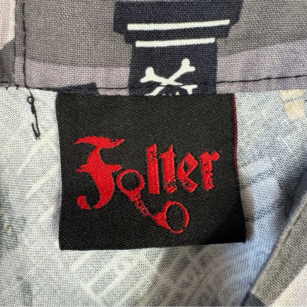 Halloween Haunted Houses Graves Cats Bats Skull Print 100% Cotton Mini Skirt XL Gray - Image 5