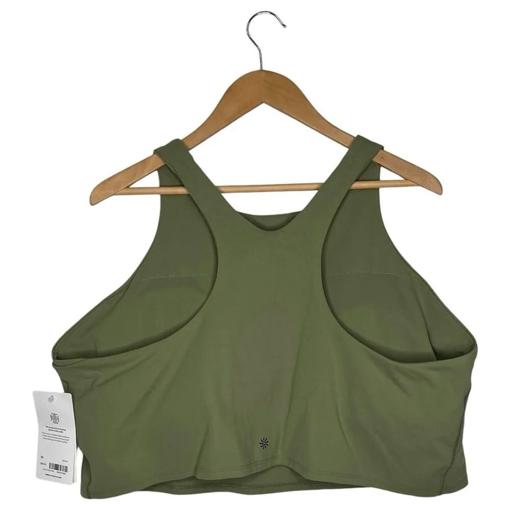 New Athleta Top Womens 3X Conscious Crop D-DD+ Lightly Padded Racerback Green - Image 3