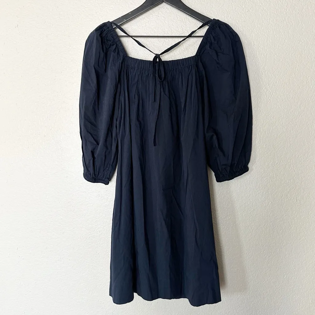 Madewell Mini Dress Womens Square-Neck Puff-Sleeve‎ Navy Blue Size 00 NEW - Image 8