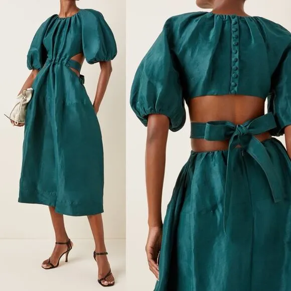 Aje Mimosa Cutout Midi Dress size 12 Green - Image 3