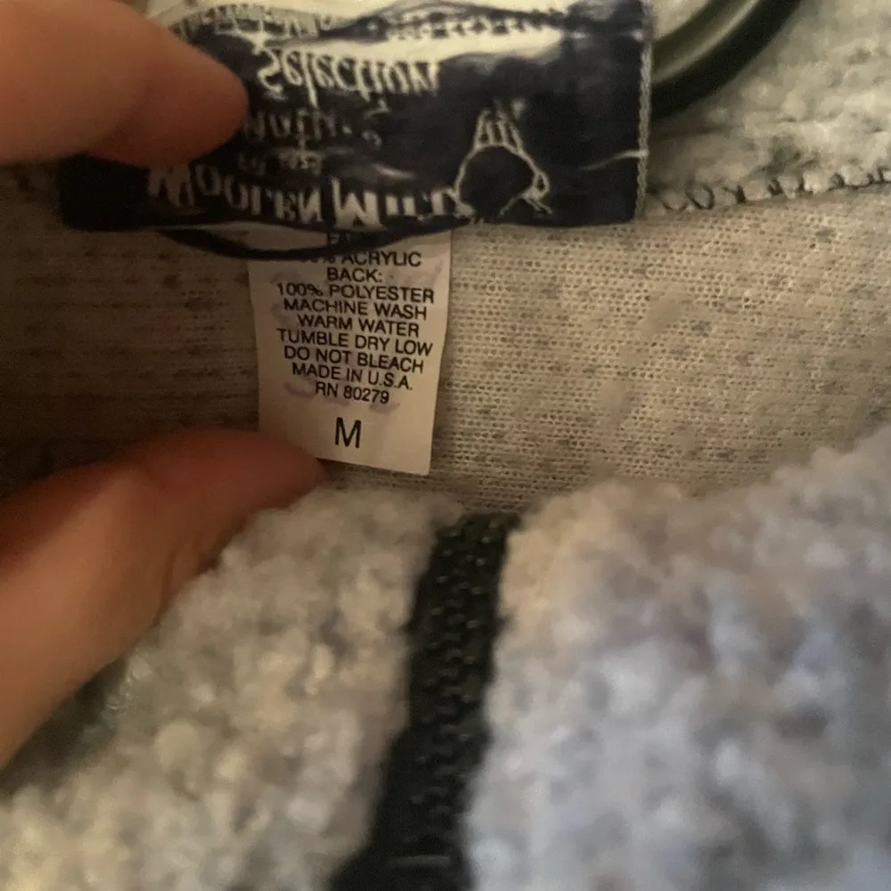 Vintage Frankenmuth Woolen Mill Fleece Jacket Hawk Mountains Medium Black - Image 5