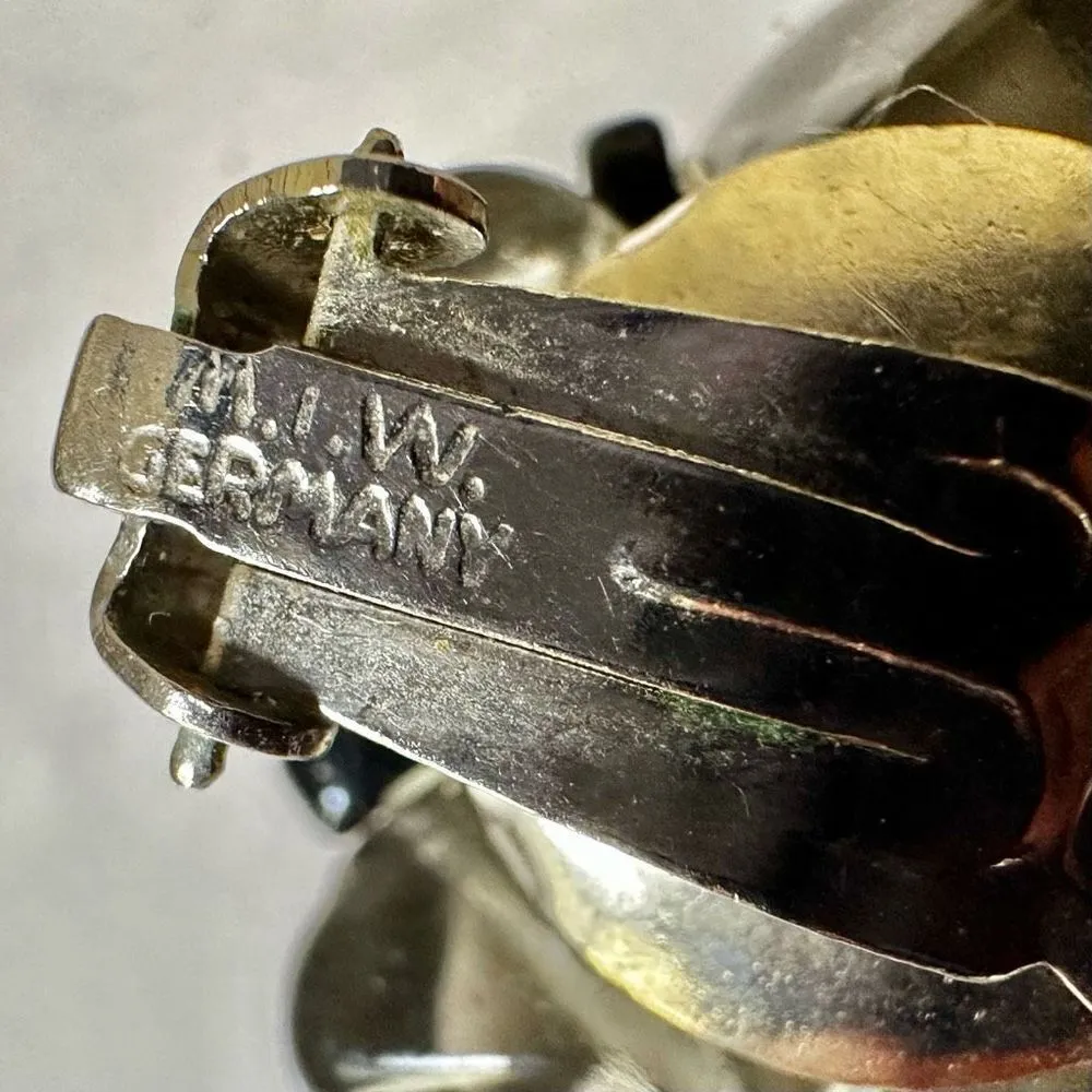 Vintage grey beaded German clip on earrings Silver - Image 6