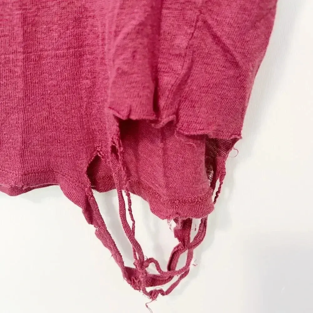 IRO Scoop Neck Distressed Linen Tee in‎ brick - Image 3