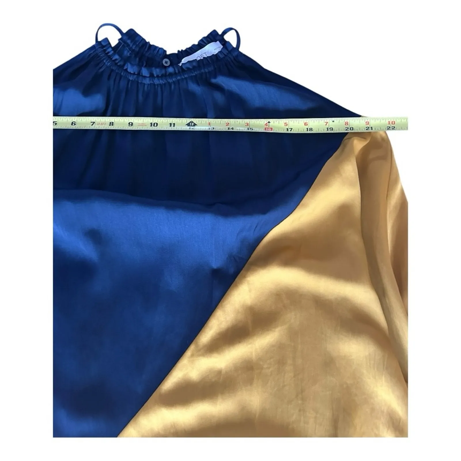 LOFT Colorblock Halter Swing Dress SP gold and navy NEW - Image 7