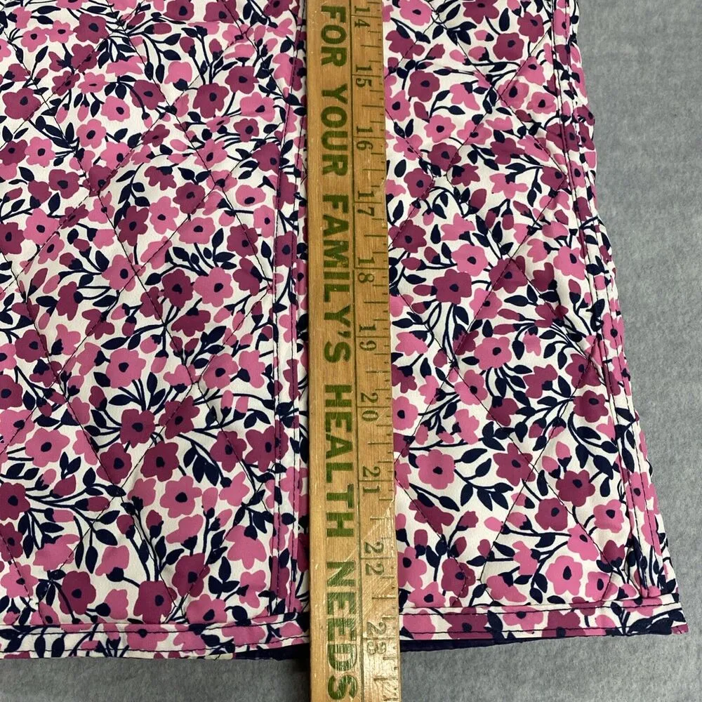 Appleseeds Reversible Quilted Vest Women Small Floral Pockets Full Zip Pink Blue - Image 10