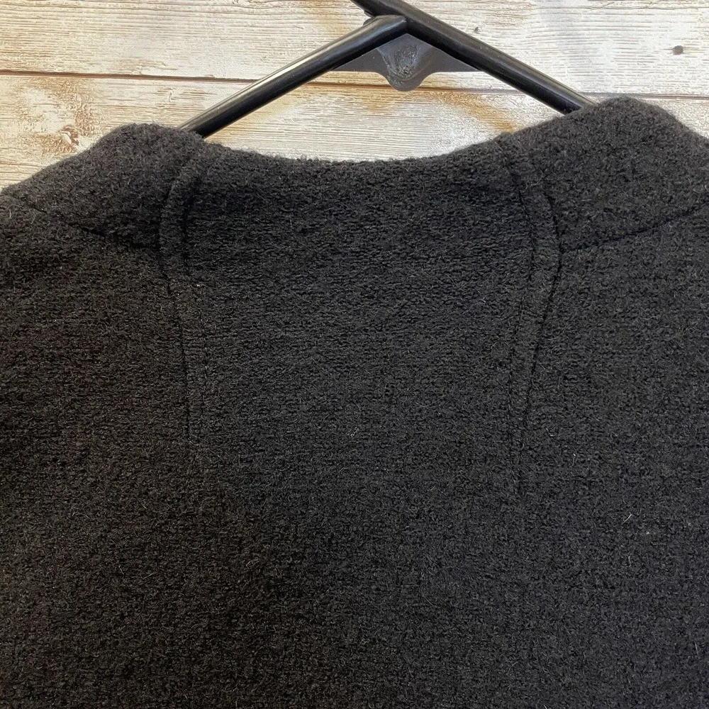 Kenar Womens Small Sweater Black 100% Wool Knit Zipper Jacket Lined Cowl Neck - Image 10