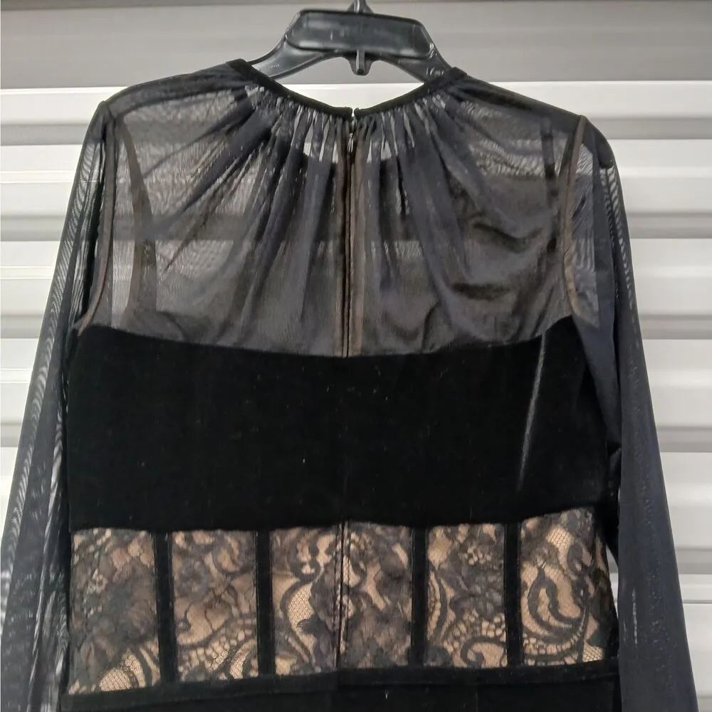 $529 NWT Tadashi Shoji Sabina Velvet Cocktail Dress Size 4 Black Formal Wedding - Image 12