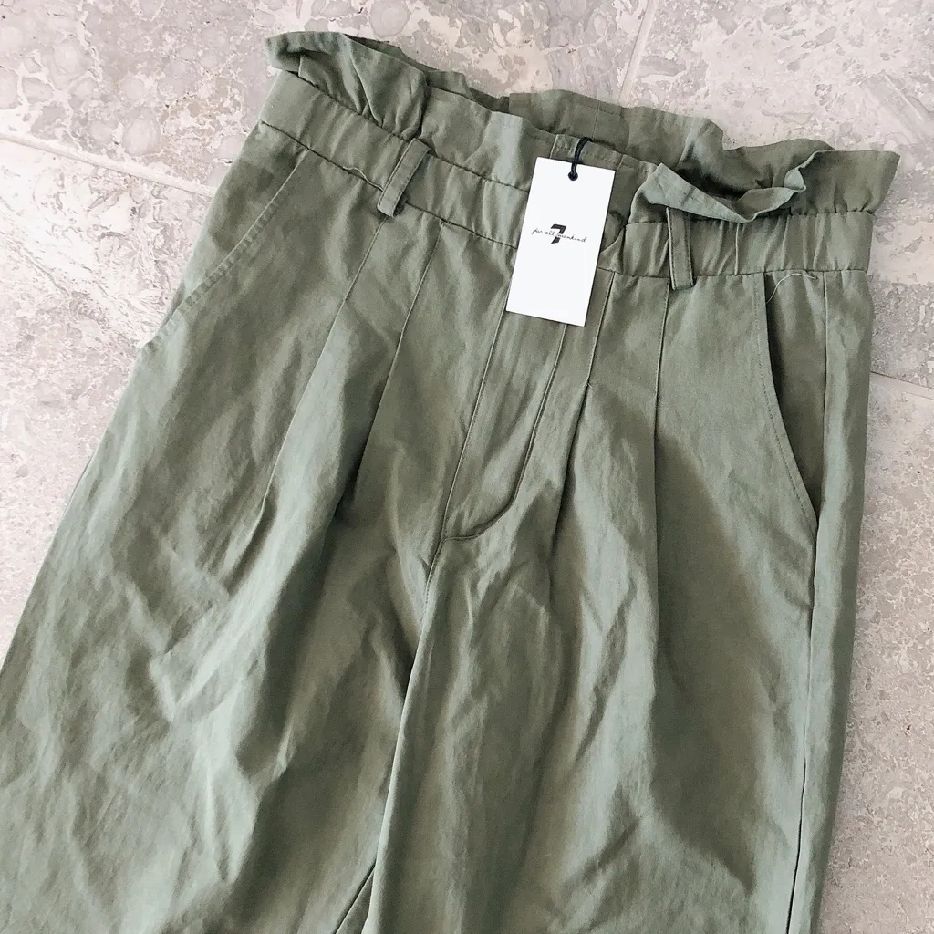 7 For All Mankind Paper Bag Waist Green Jean, Size M, NEW - Image 5