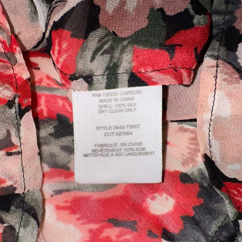 Joie Silk Floral Long Sleeve Button Down Ruffled Blouse SMALL - Image 4