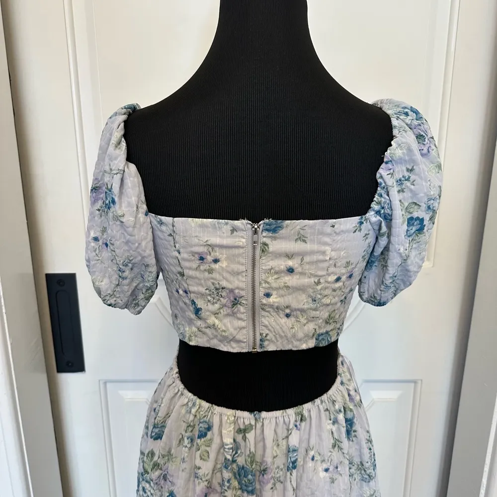 Altar’d State Open Back Floral Puff Sleeve Mini Dress Sweetheart Neck NWOT - Image 7