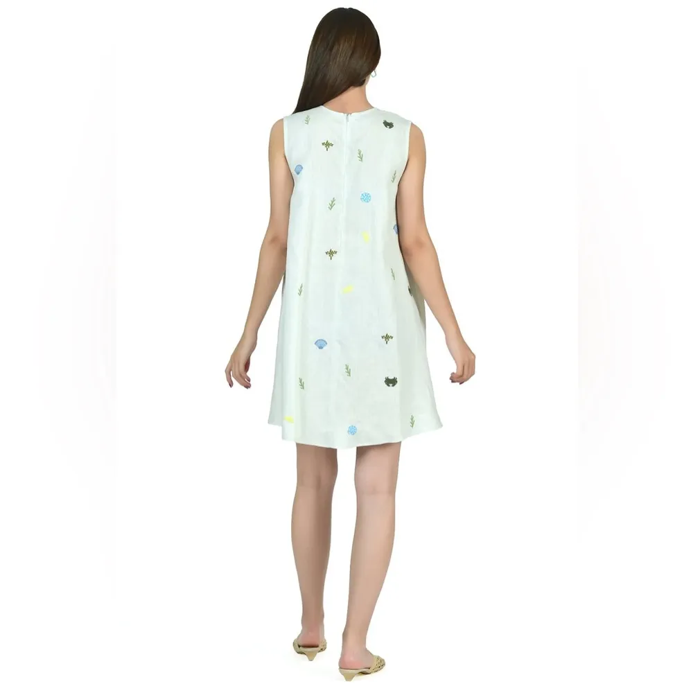 NWT Fanm Mon Jack Dress size Large Cream sleeveless mini embroidered swing - Image 2