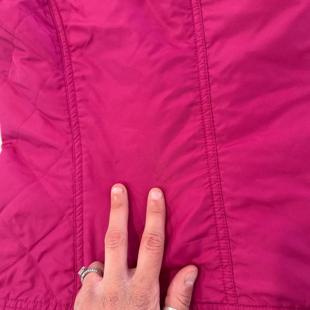 Chico's Sleeveless Puffer Full Zip Jacket Vest Women’s Small Fuchsia/Gold Accent - Image 8