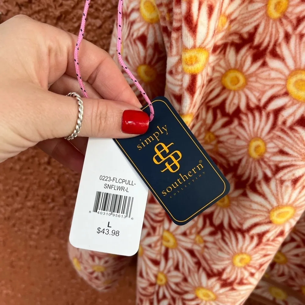 Simply Southern NWT Size Large Sunflower Print Quart Snap Fleece Pullover - Image 5