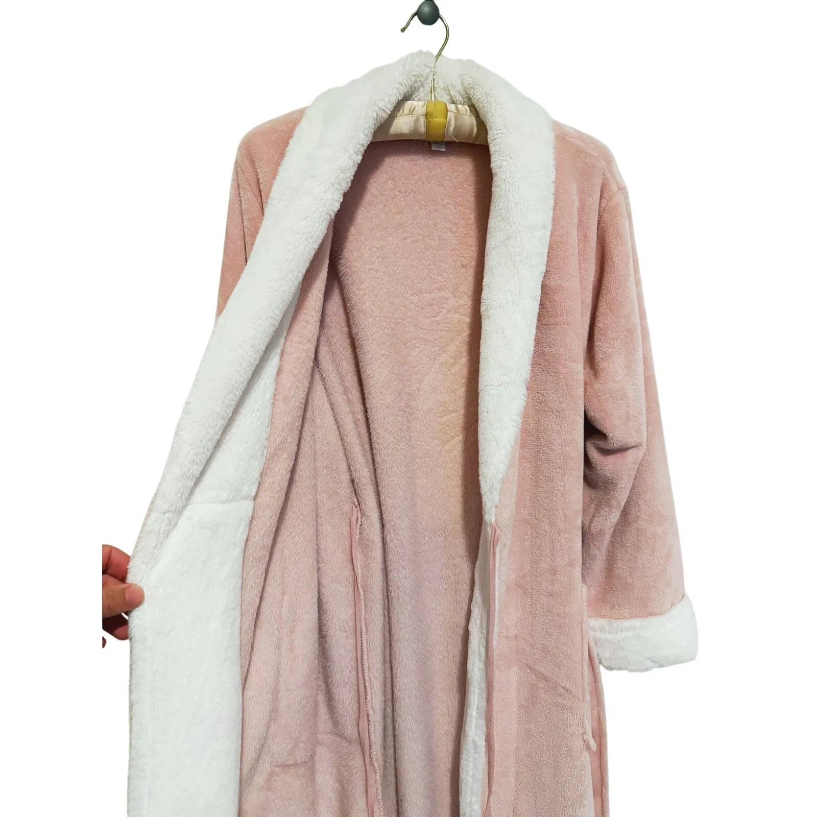 Charter Club Cozy Lounge Plush Faux Fur Robe House Coat M/L Pink Comfort Soft - Image 11