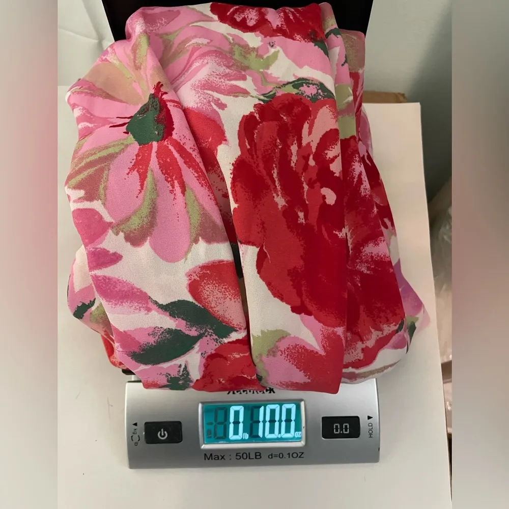 Ophelia Roe Red & pink floral maxi dress NWT size large - Image 13