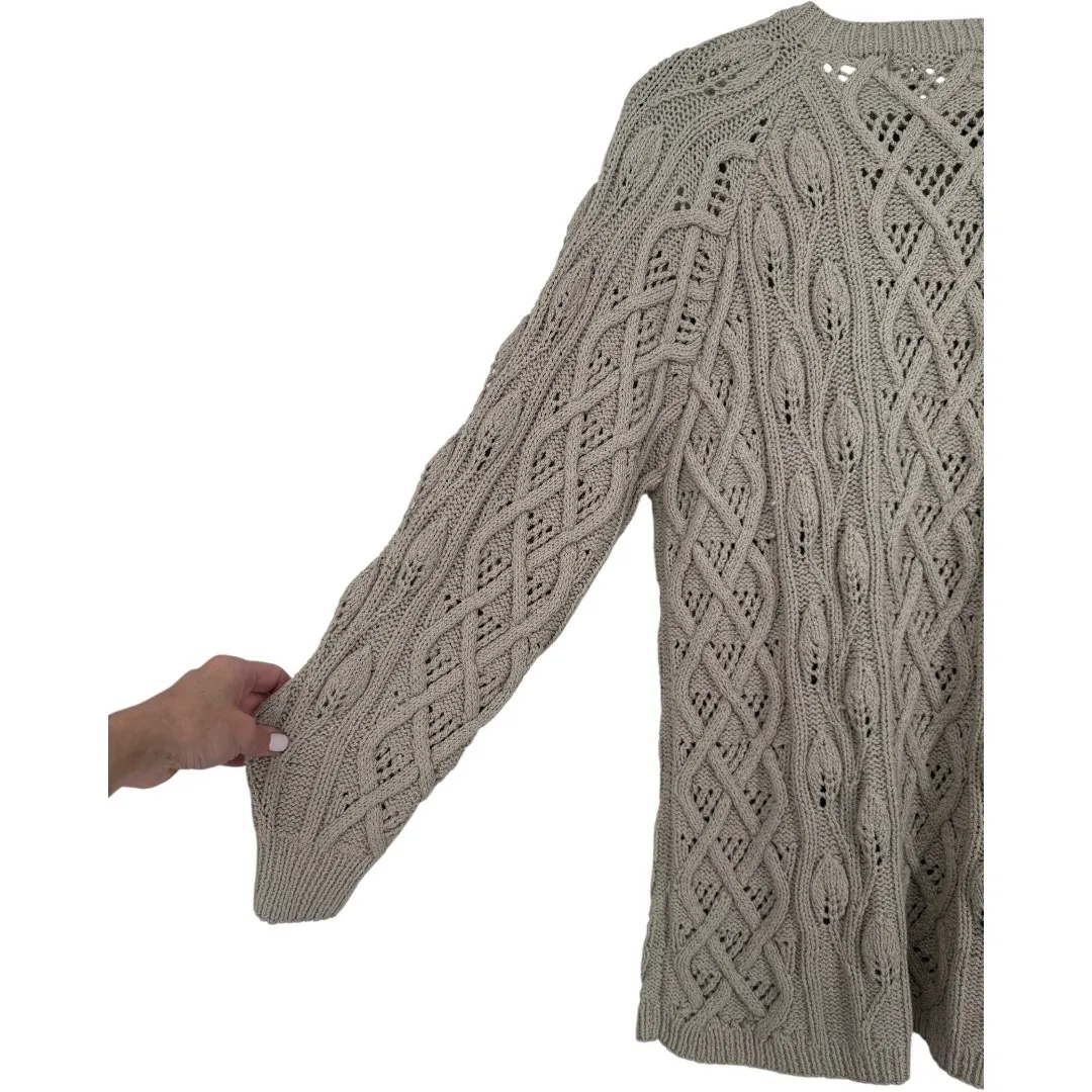 Alfred Sung Sport Vintage Cable‎ Knit Fisherman Crew Neck Sweater Size Small - Image 11