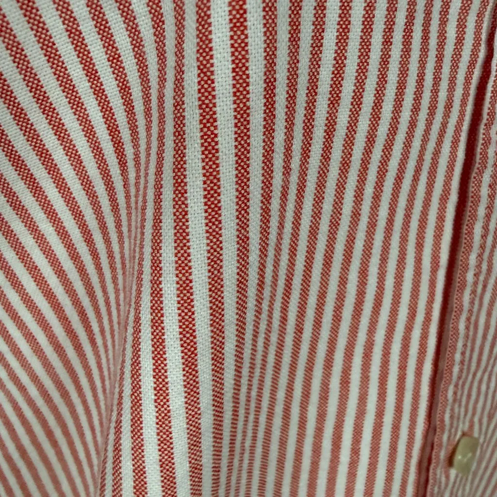 Zara pink and white striped long sleeve button down shirt women's size XS - Image 6