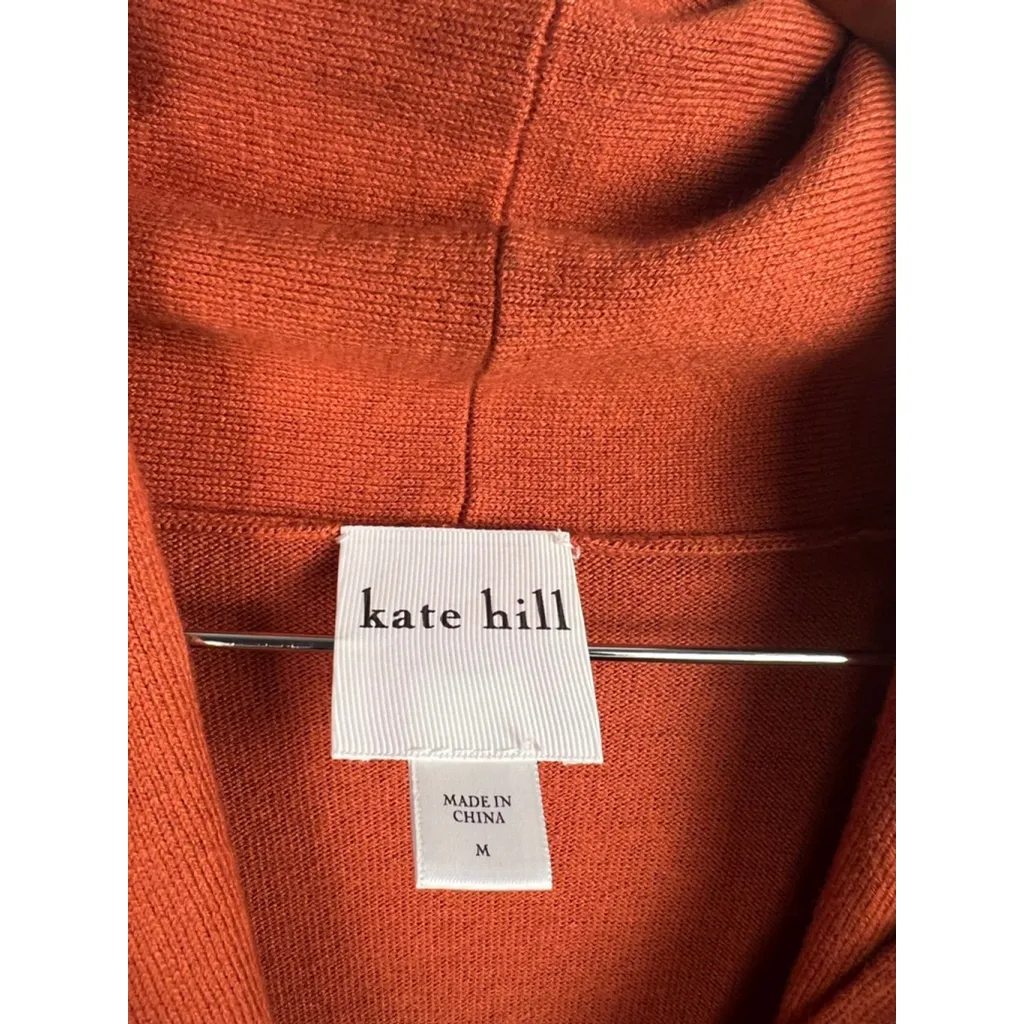Women's kate hill Cardigan Orange Tan Button Front Size M Cashmere blends - Image 2