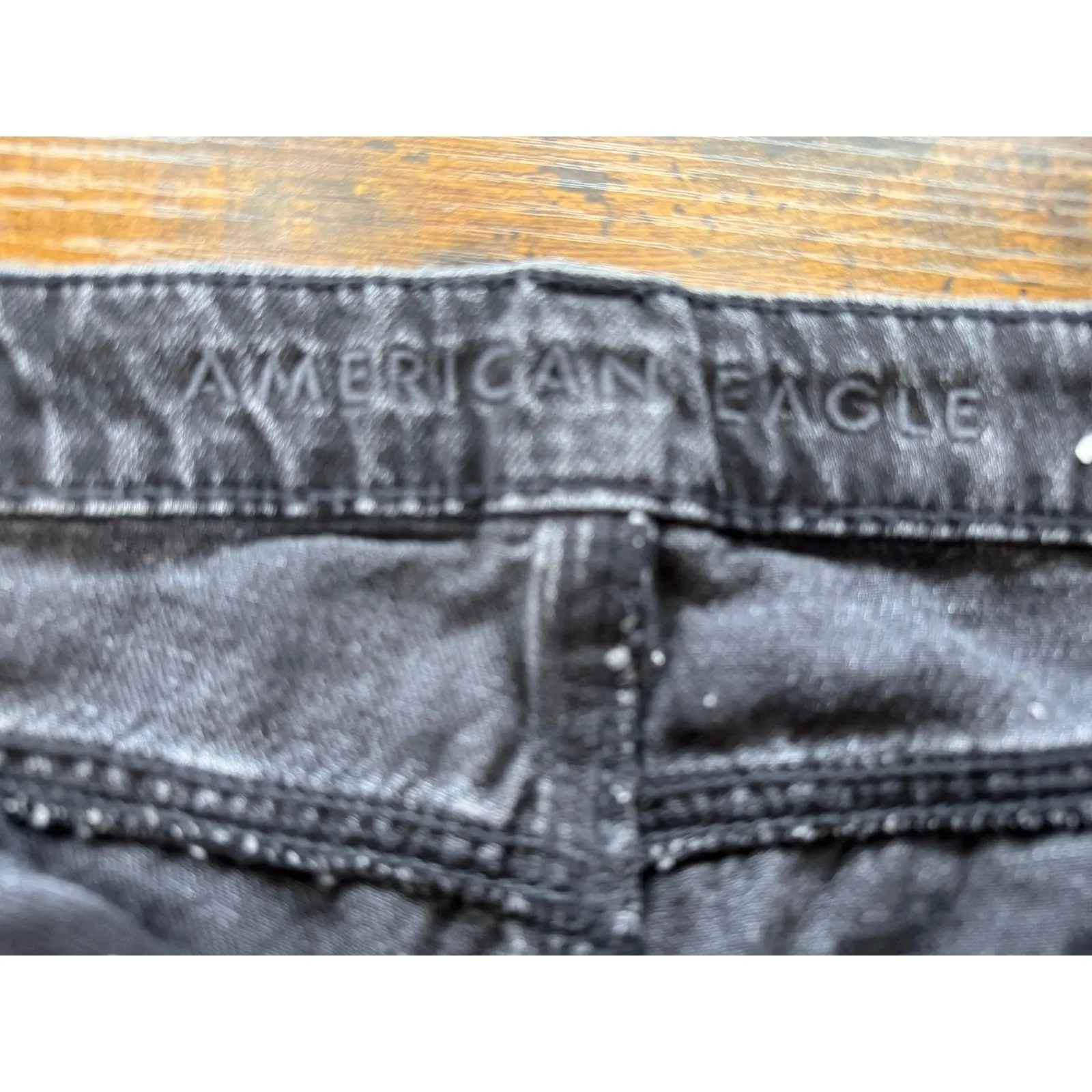 American‎ Eagle black denim jean shorts size 0 - Image 3