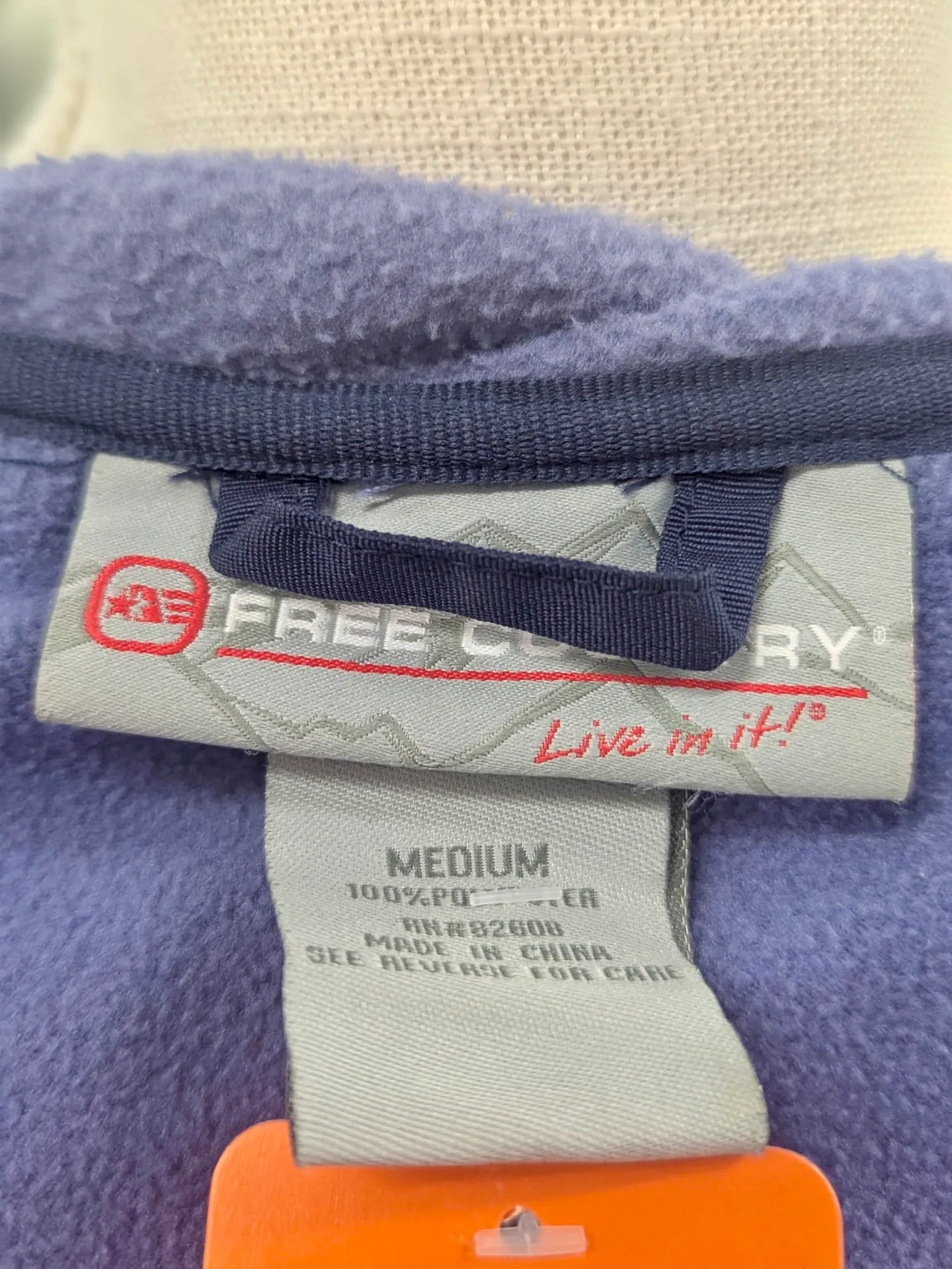 Free Country Blue Fleece Softshell Hybrid Jacket Hoodie Medium Full Zip - Image 5