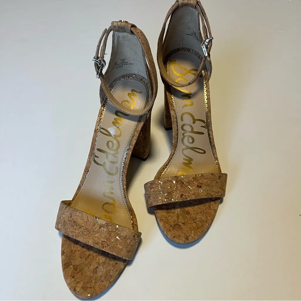 Sam Edelman Yaro Ankle Strap Cork Textured Sandals - Image 8