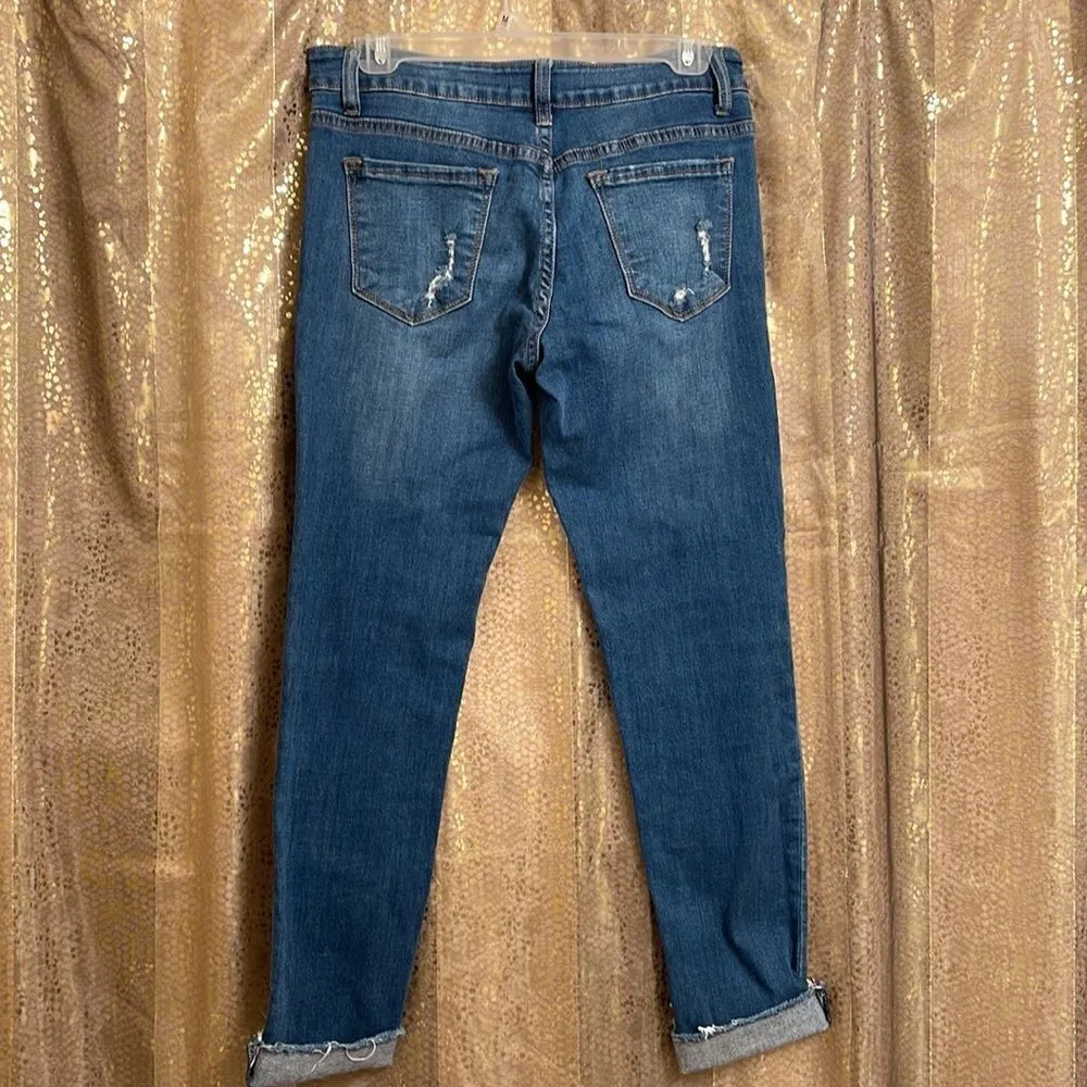 KanCan mid rise skinny distressed medium wash blue ankle jeans, size 7/27 EUC - Image 7