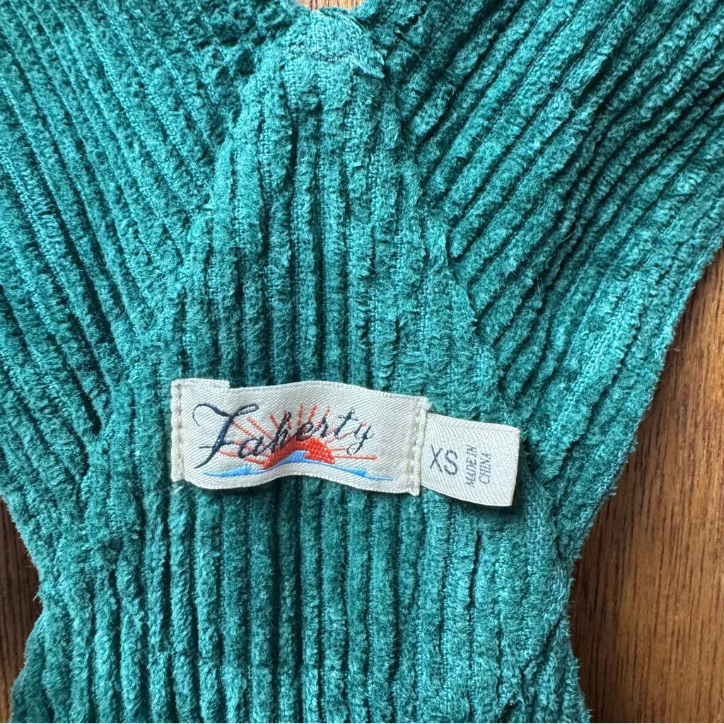 Faherty York Corduroy Ribbed Overall Dress Sleeveless Mini Spruce Green XS - Image 10