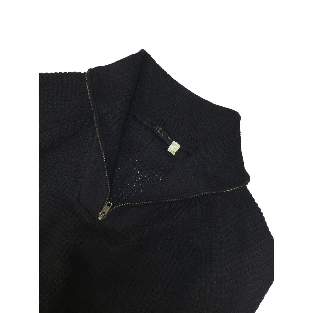 New RDI Sweater Womens S Quarter Zip High Neck Long Sleeve Waffle Knit Blue - Image 3