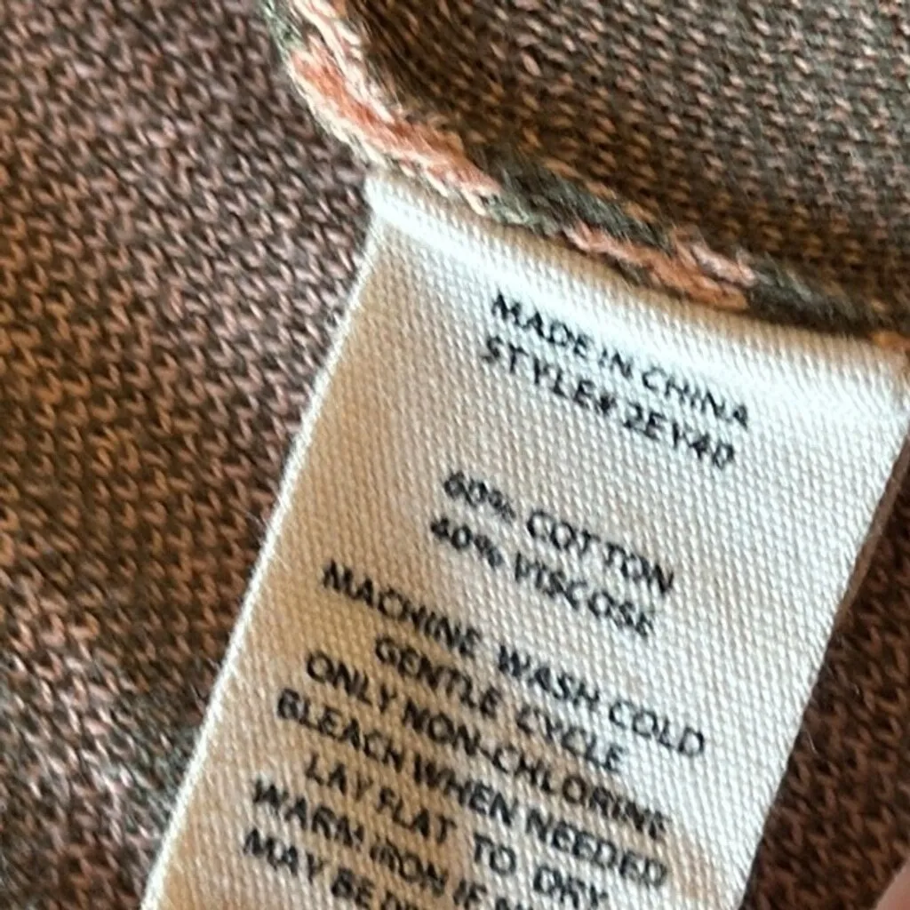 Soft Surroundings Floral Peach Green Open Front Long Sleeve Knit Cardigan Medium - Image 12