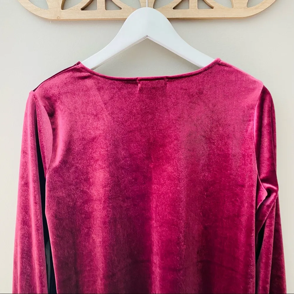 Altar'd State Long Sleeve Velvet Top Red Sz Small - Image 10