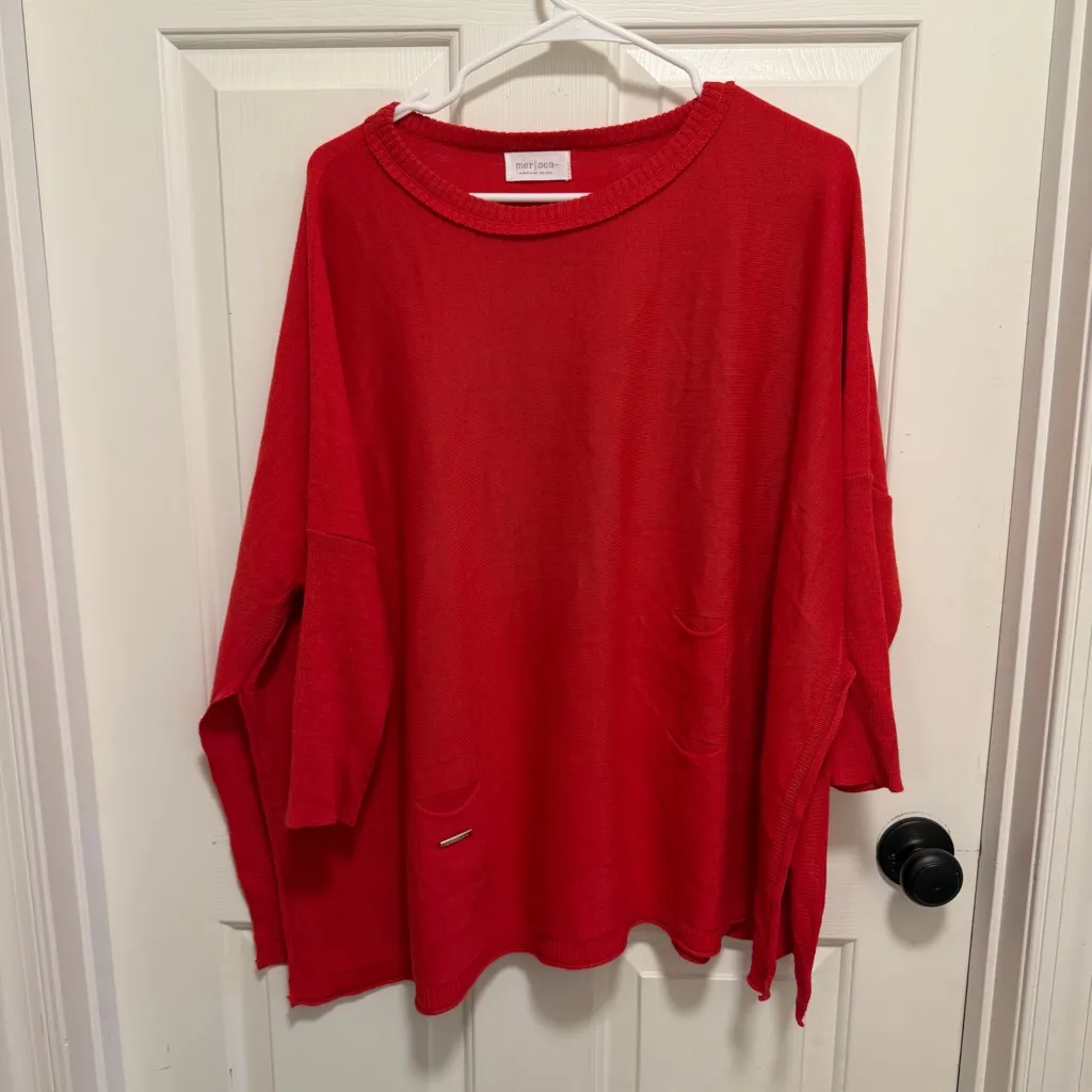 MerSea The Catalina Travel Sweater Red OS Side Slit Size undefined - Image 2