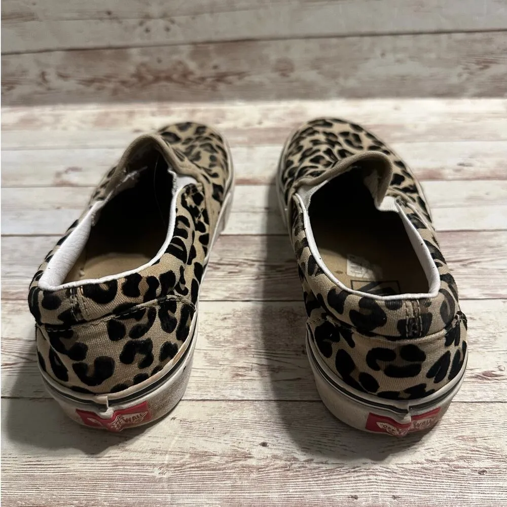 Vans Slip On Sneakers Women's Size 6 Leopard Animal Print Canvas Shoes Comfy - Image 5