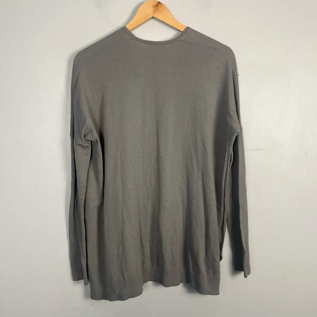 Helmut Lang Gray Thin Slub V-Neck Sweater Size Small - Image 7