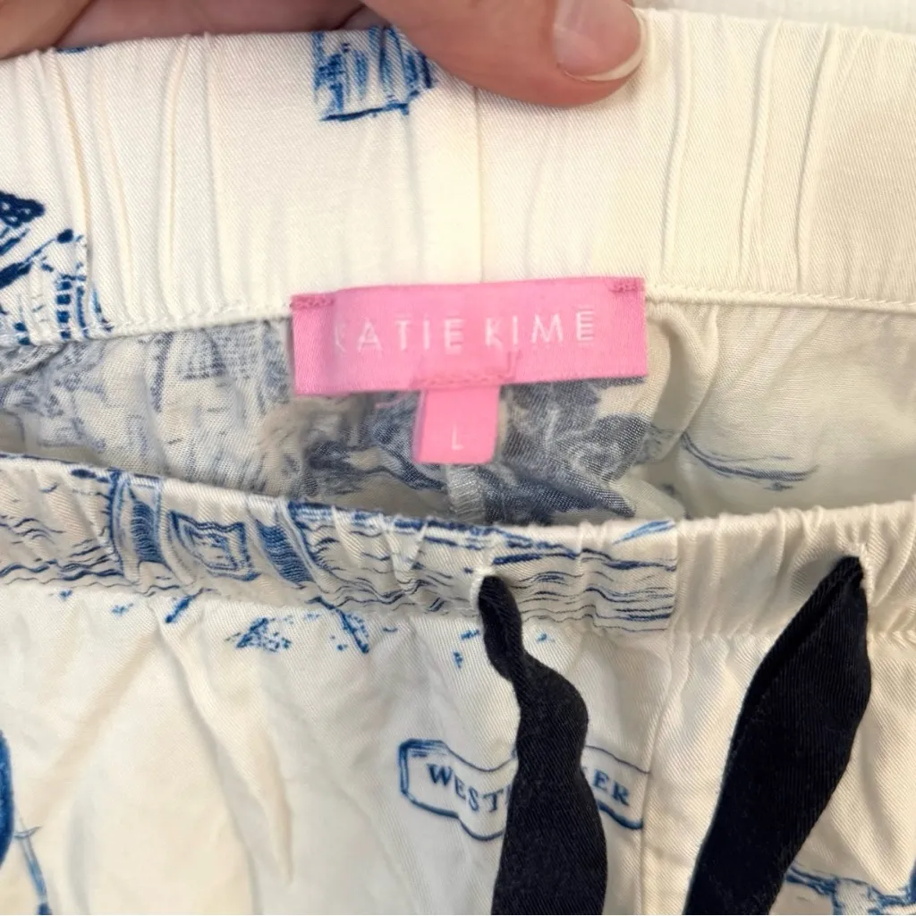 Katie Kime Large Houston Toile Pajama Shorts White‎ Blue Texas Loungewear Cozy White - Image 4