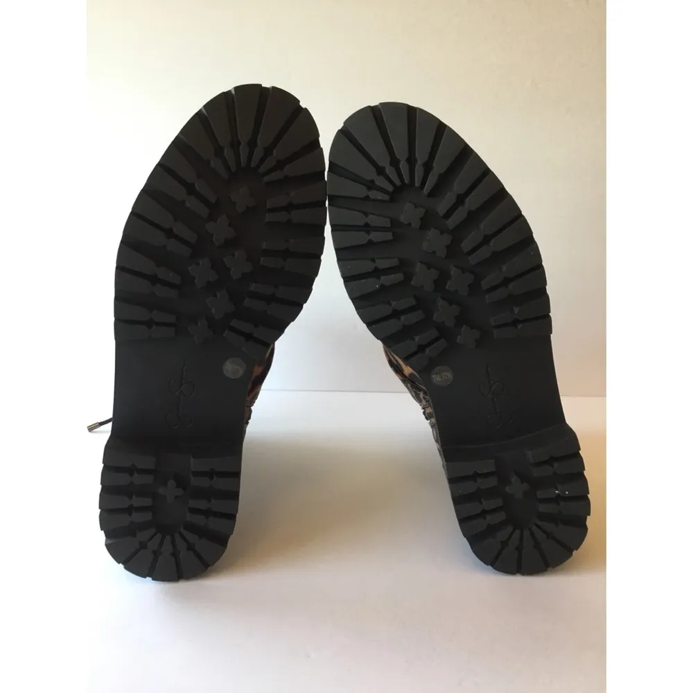 Jessica Simpson Leopard Print Kirlah Buckle Strap Lug Sole Combat Boots … - Image 12