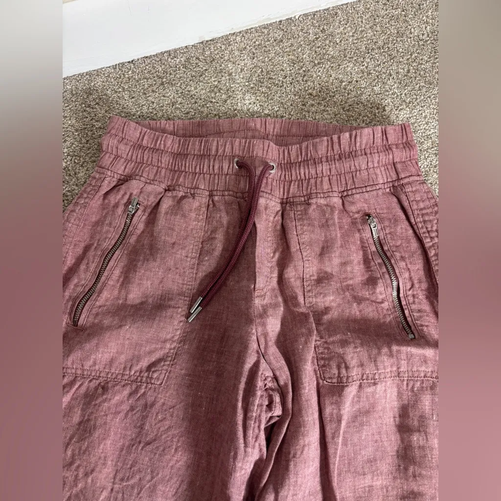 Athleta Cabo Linen Wide Leg Pants 30” Inseam Tawny Orchid Rose High Rise Size 8 - Image 12