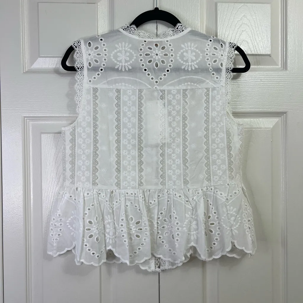 Caroline Constas White Eyelet Blouse - Image 4