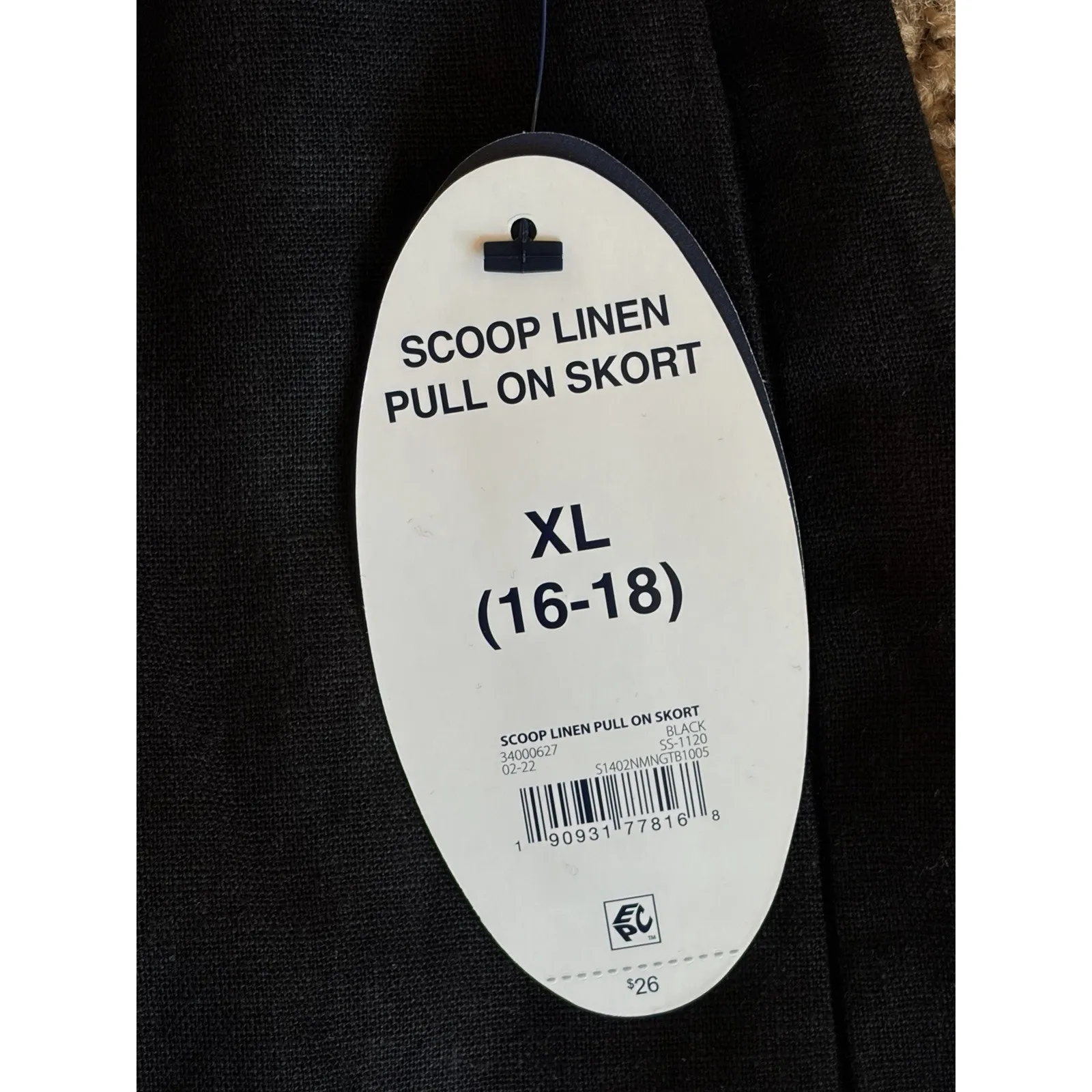 Scoop‎ Classic Black Linen Blend Pull On Casual Skort Womens XL 16 - Image 4