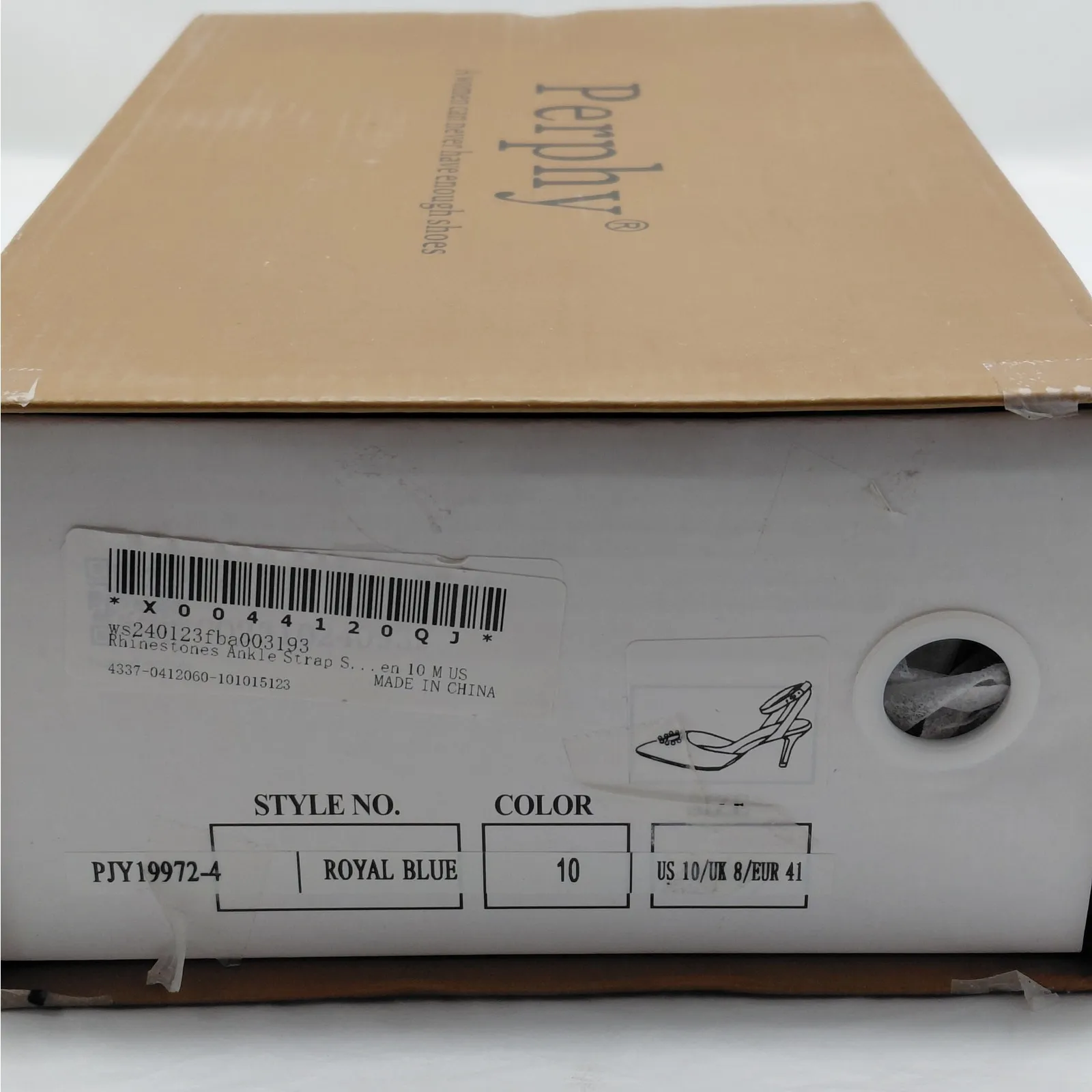 Perphy Womens Heels Size 10 Blue Satin Rhinestone Slingback Cocktail Pumps Shoe - Image 11