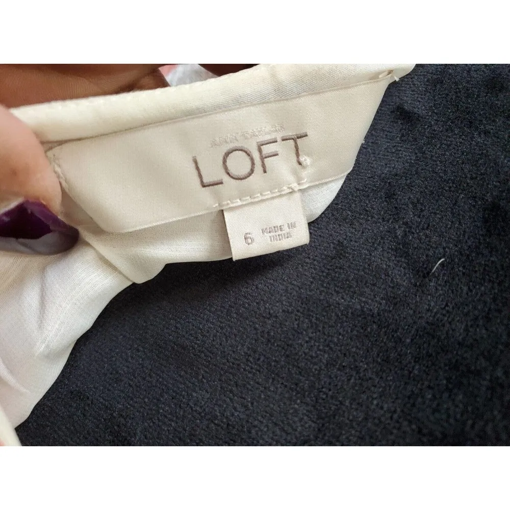 Loft Women's Multicolor Floral Linen Round Neck Sleeveless Knee Length Dress 6 - Image 8