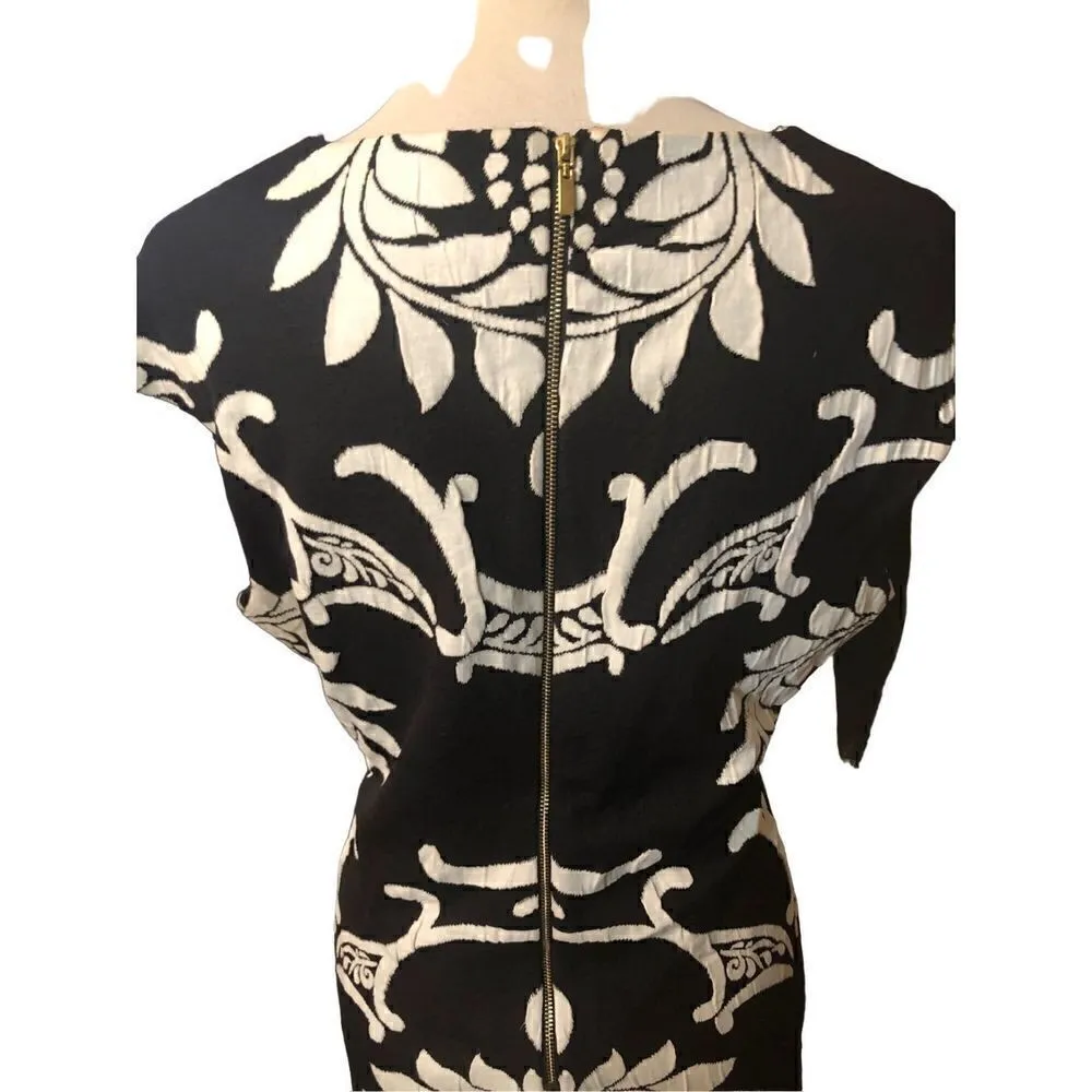 New York & Company black and cream floral botanical midi dress size LP - Image 6